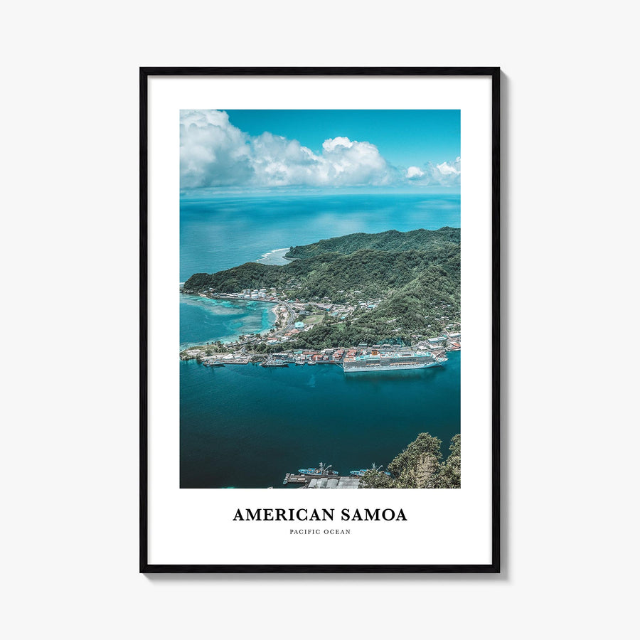 American Samoa colorful classic poster of Oceania – vertical wall art, unframed print shown in interior mockup