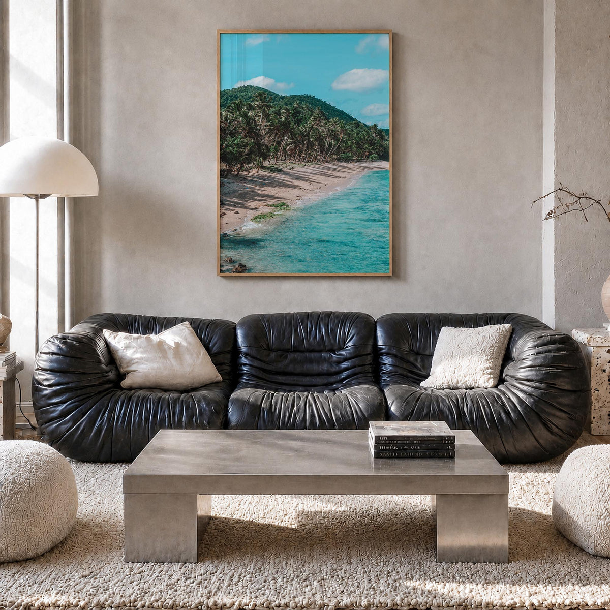 American Samoa colorful photo poster of Oceania – vertical wall art in natural wood frame, hanging on wall