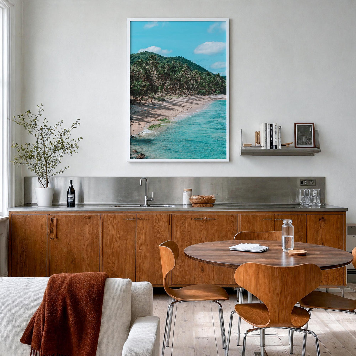 American Samoa colorful photo poster of Oceania – vertical wall art in white wood frame, hanging on wall