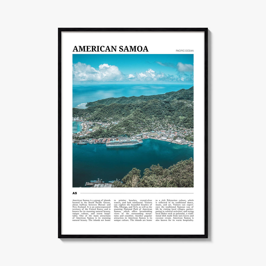 American Samoa colorful travel poster of Oceania – vertical wall art, unframed print shown in interior mockup