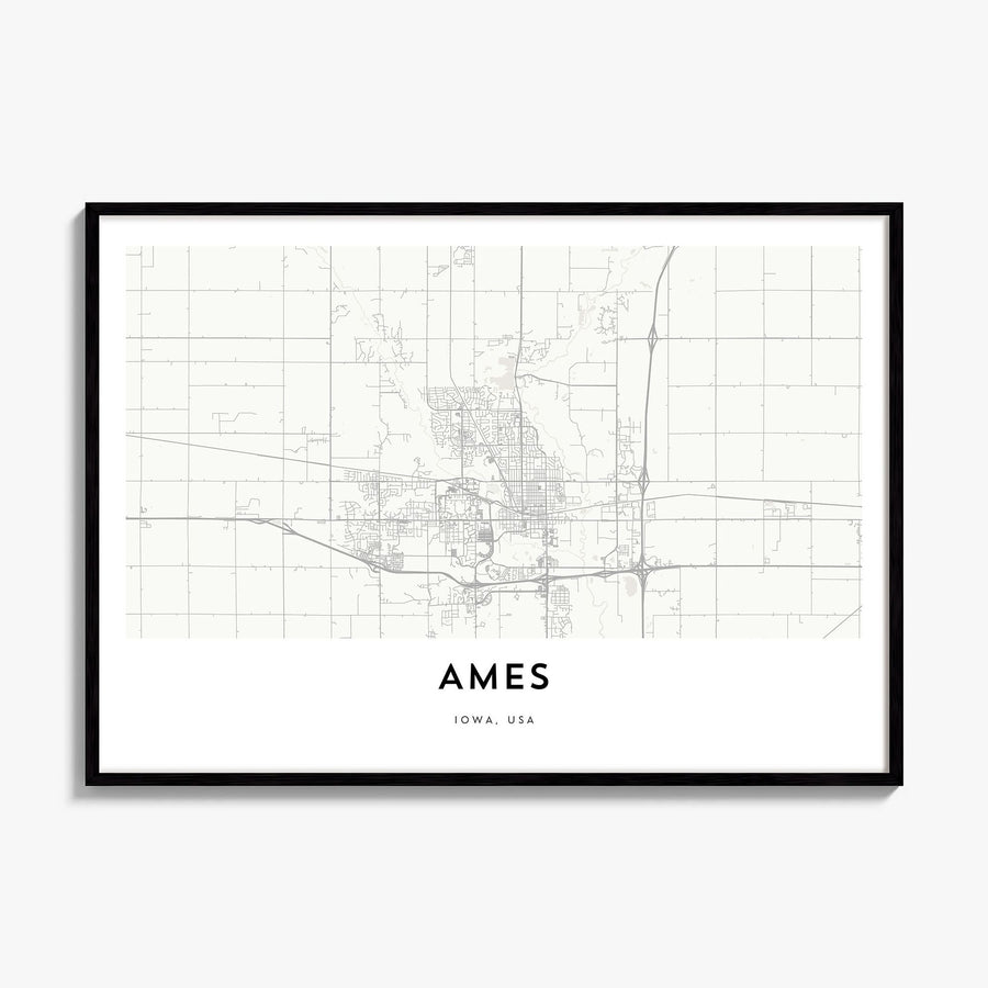 Ames Map Poster, framed poster mockup