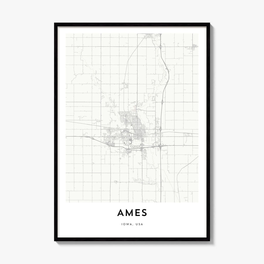 Ames Map Poster, framed poster mockup