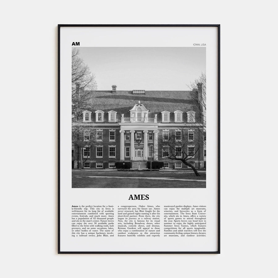 Ames Poster None / 8x12 in Nbourhood Travel B&W Poster