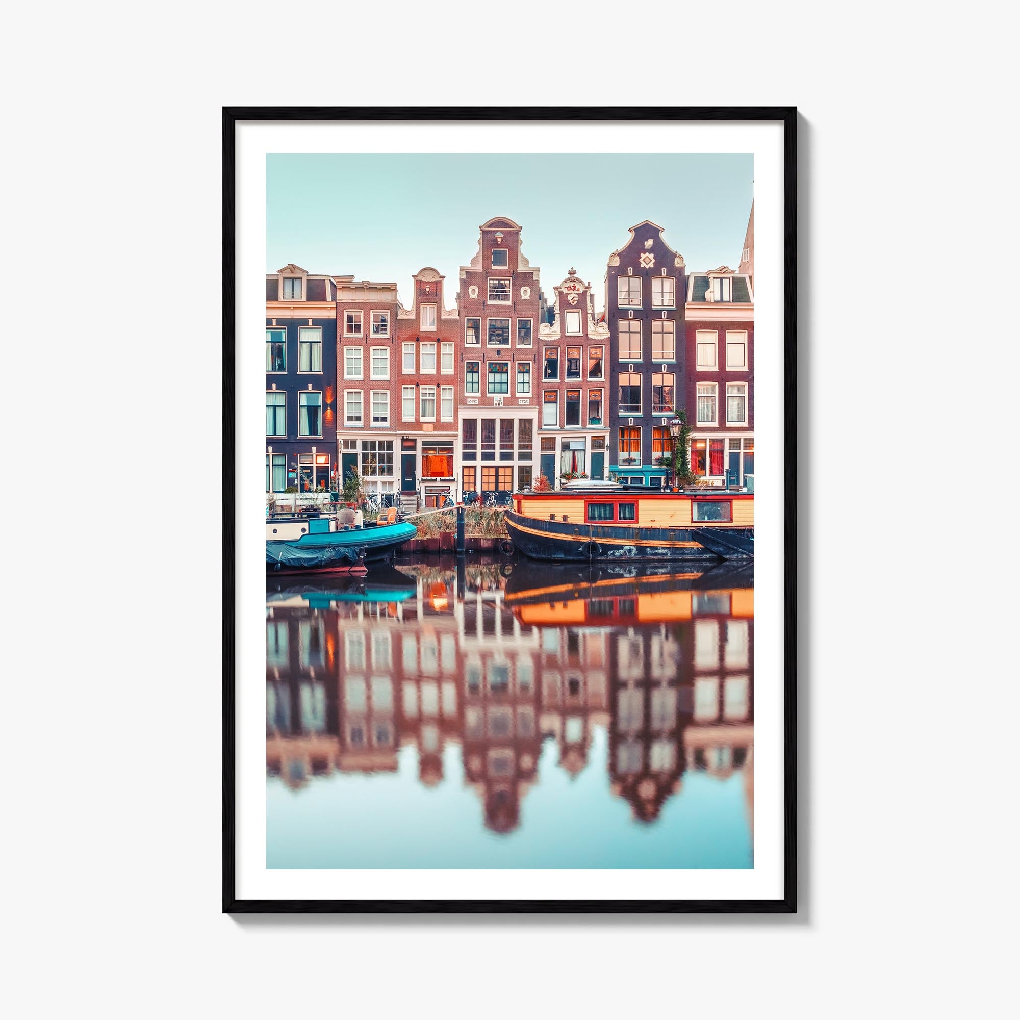 Amsterdam no. 1 colorful photo poster of Netherlands – vertical wall art, unframed print shown in interior mockup