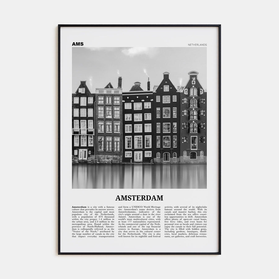 Amsterdam No 1 Poster None / 8x12 in Nbourhood Travel B&W Poster