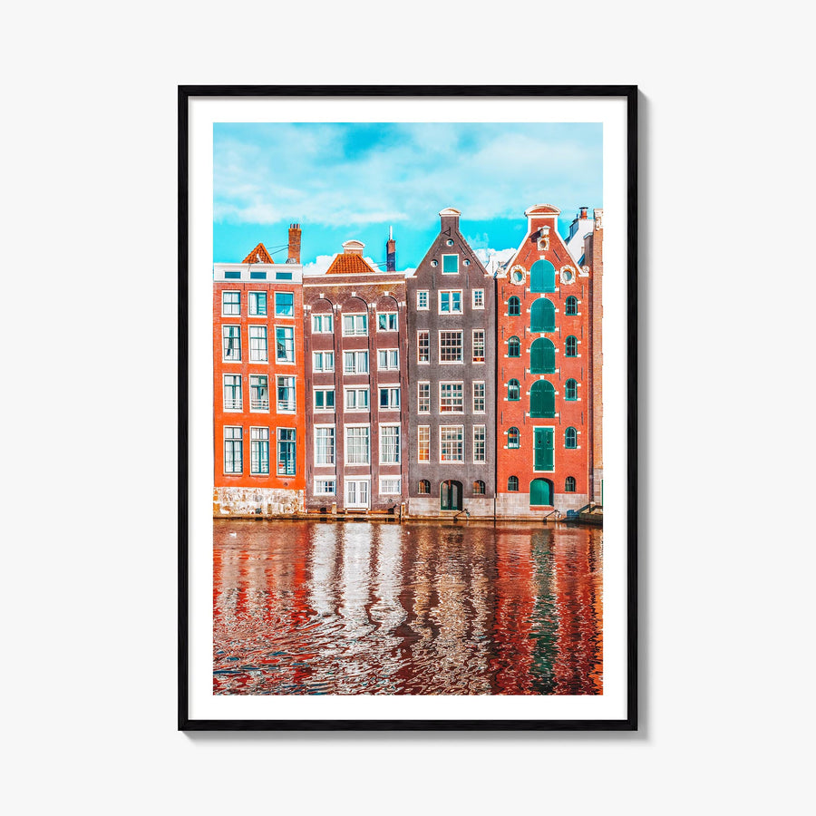 Amsterdam no. 2 colorful photo poster of Netherlands – vertical wall art, unframed print shown in interior mockup