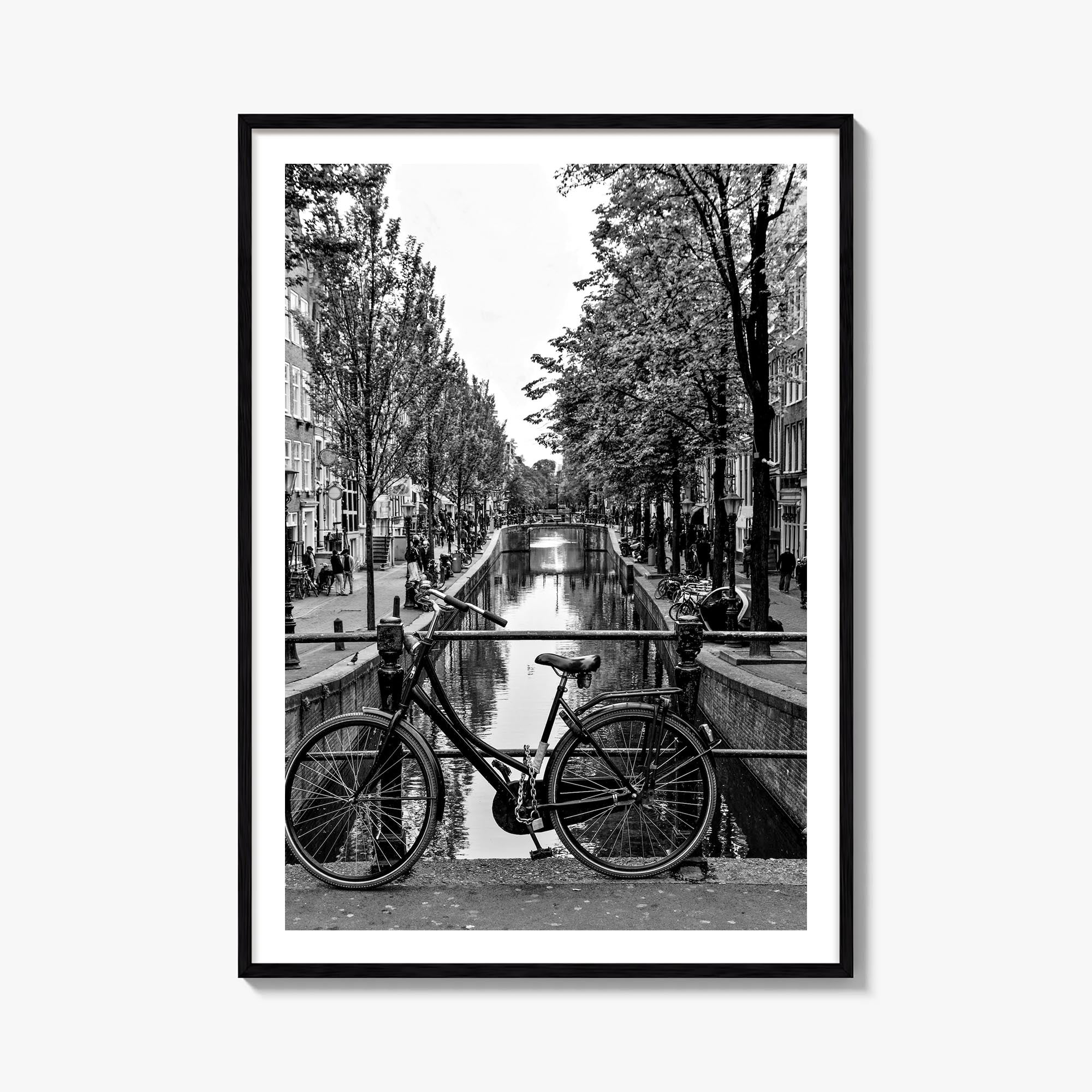Amsterdam no. 3 black & white photo poster of Netherlands – vertical wall art, unframed print shown in interior mockup