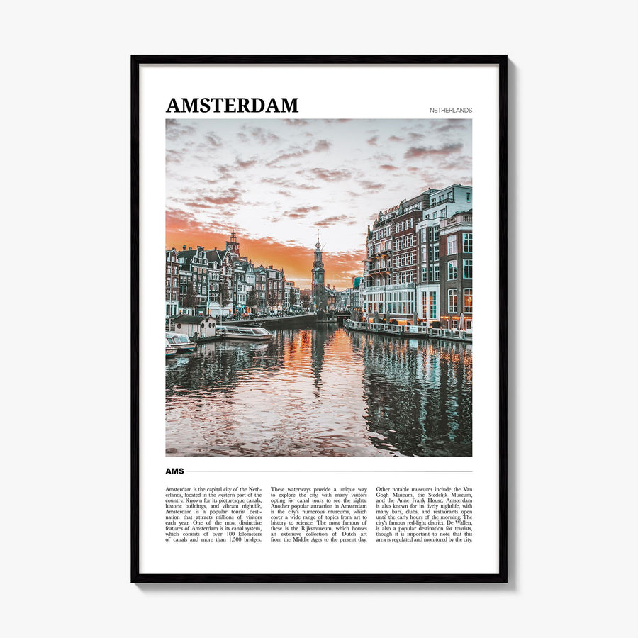 Amsterdam Travel Poster, framed poster mockup