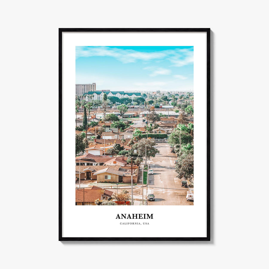 Anaheim colorful classic poster of California, USA – vertical wall art, unframed print shown in interior mockup