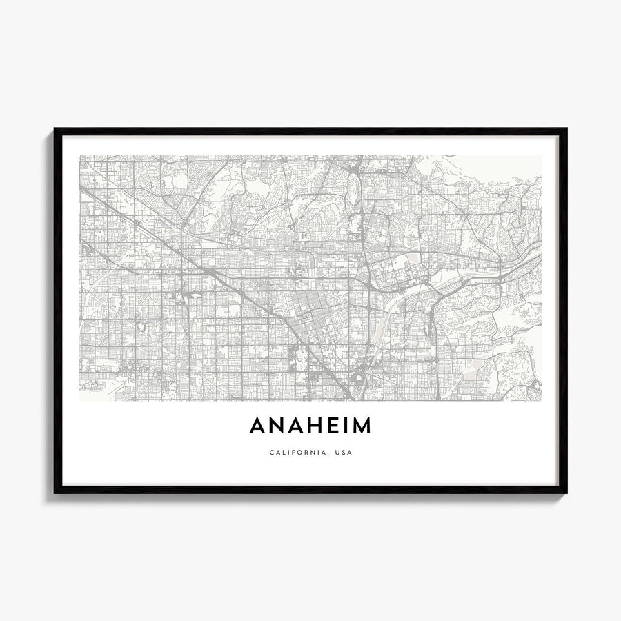 Anaheim Map Poster, framed poster mockup