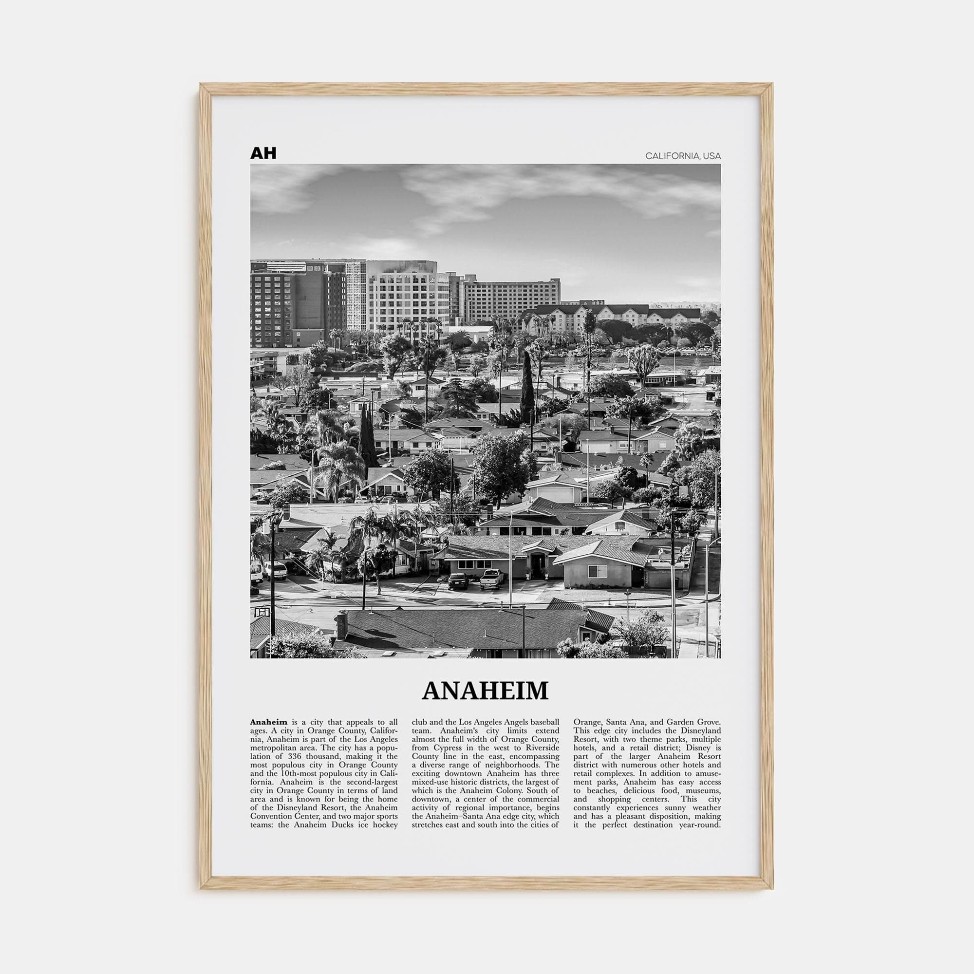 Anaheim No 2 Poster Natural Wood / 8x12 in Nbourhood Travel B&W Poster