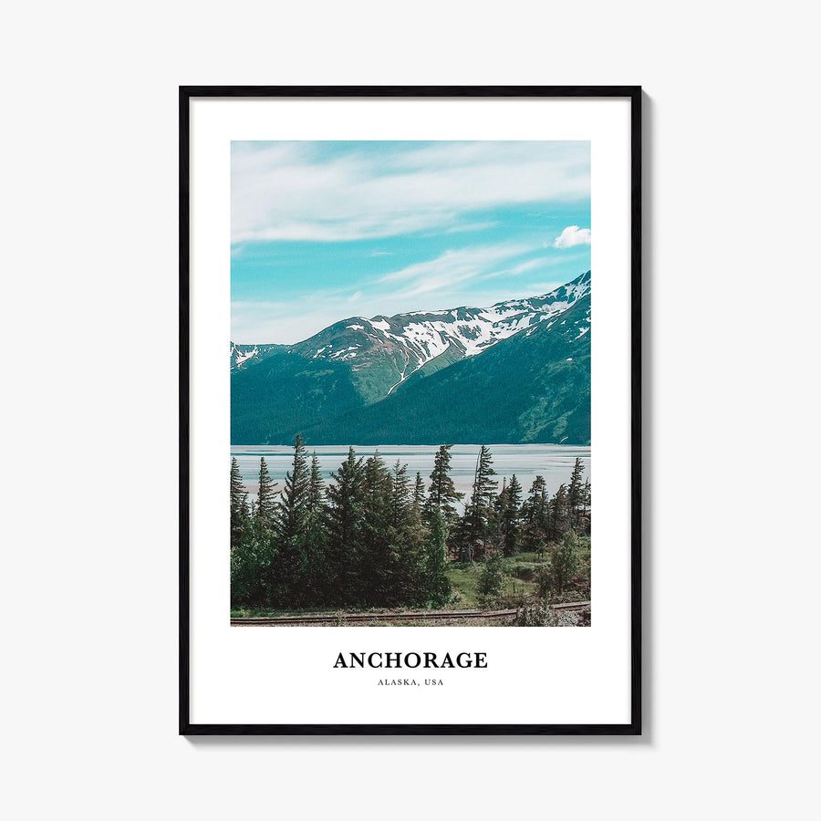 Anchorage colorful classic poster of Alaska, USA – vertical wall art, unframed print shown in interior mockup