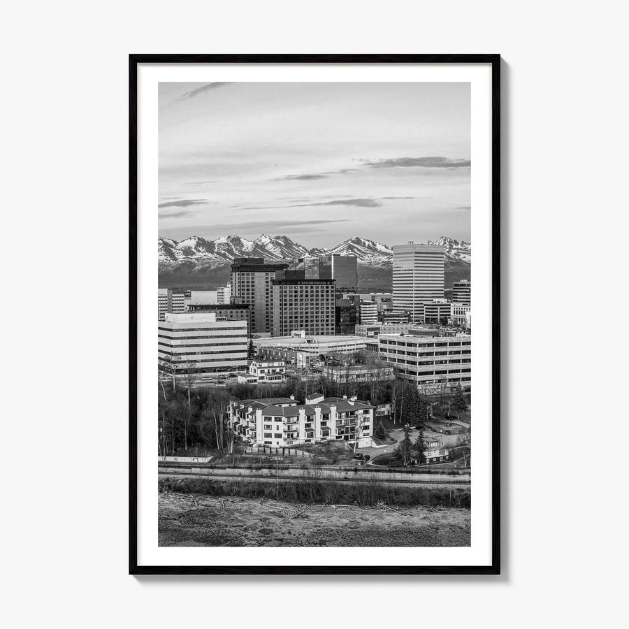 Anchorage Photo Poster, framed poster mockup, white border