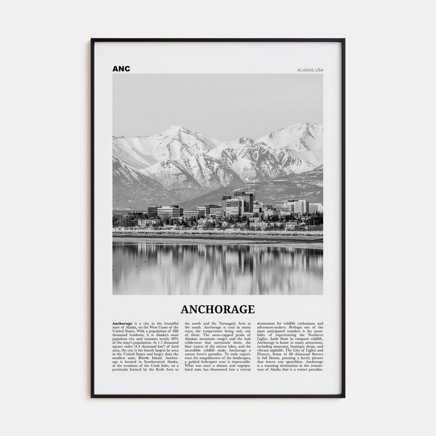 Anchorage Poster None / 8x12 in Nbourhood Travel B&W Poster