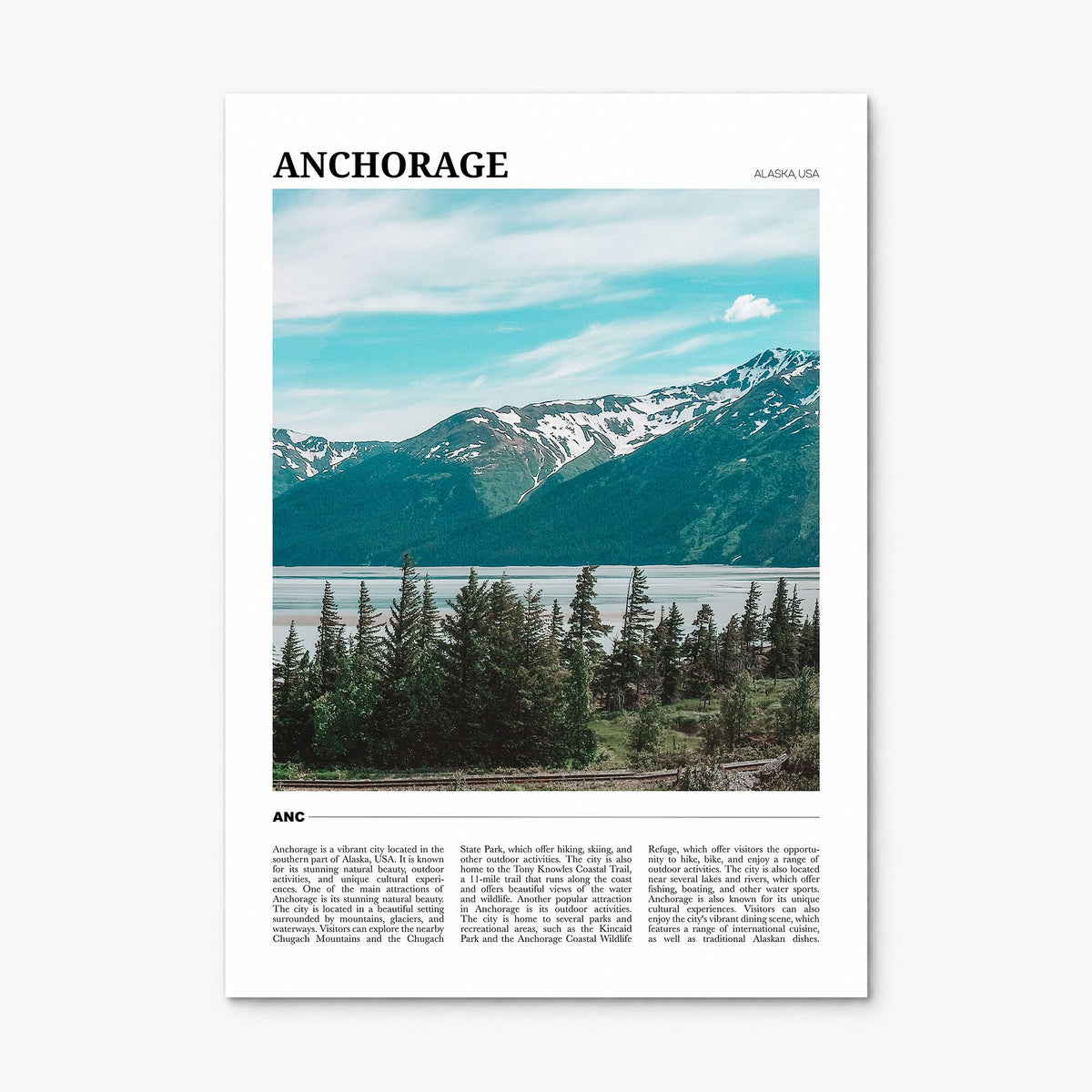 Anchorage Travel Poster, print only (unframed)