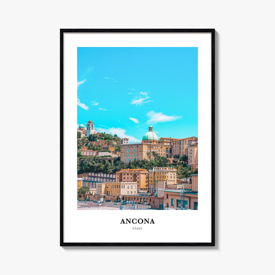 Ancona colorful classic poster of Italy – vertical wall art, unframed print shown in interior mockup