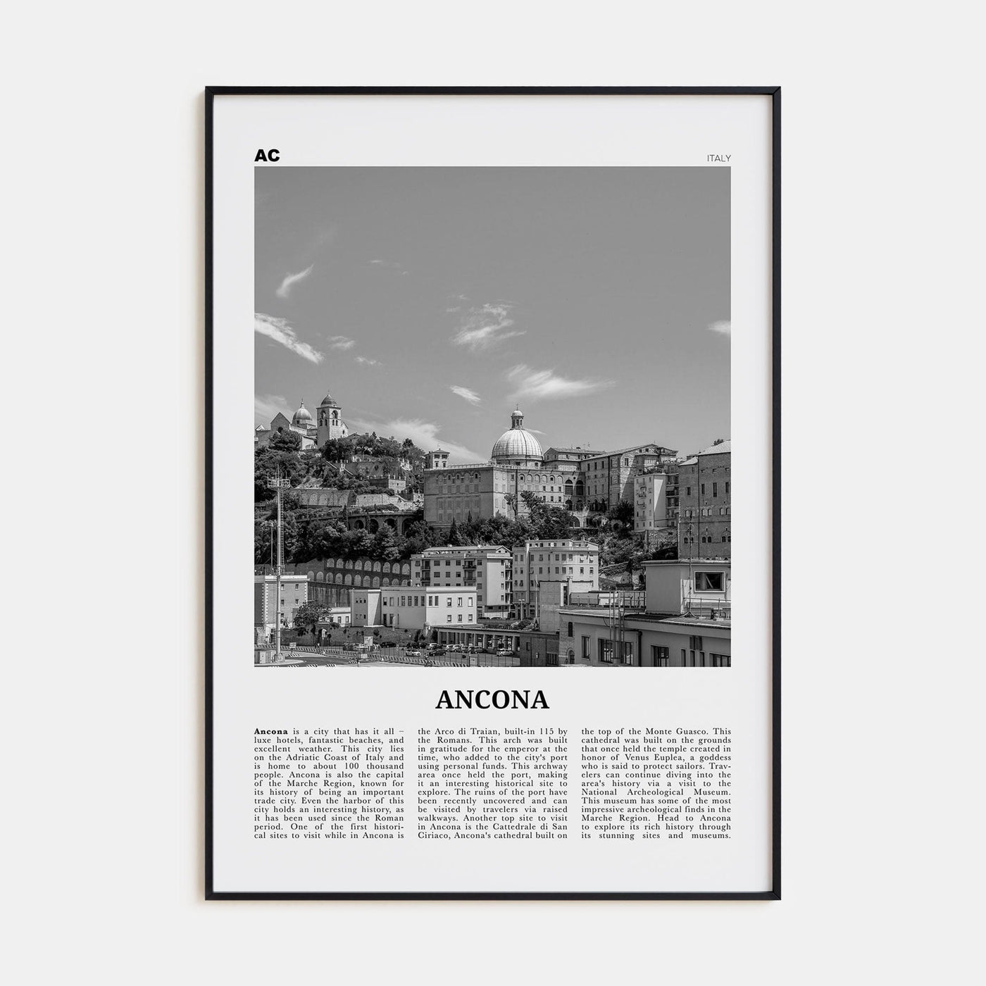 Ancona Poster None / 8x12 in Nbourhood Travel B&W Poster