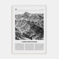 Andes Mountains Poster White Wood / 8x12 in Nbourhood Travel B&W Poster