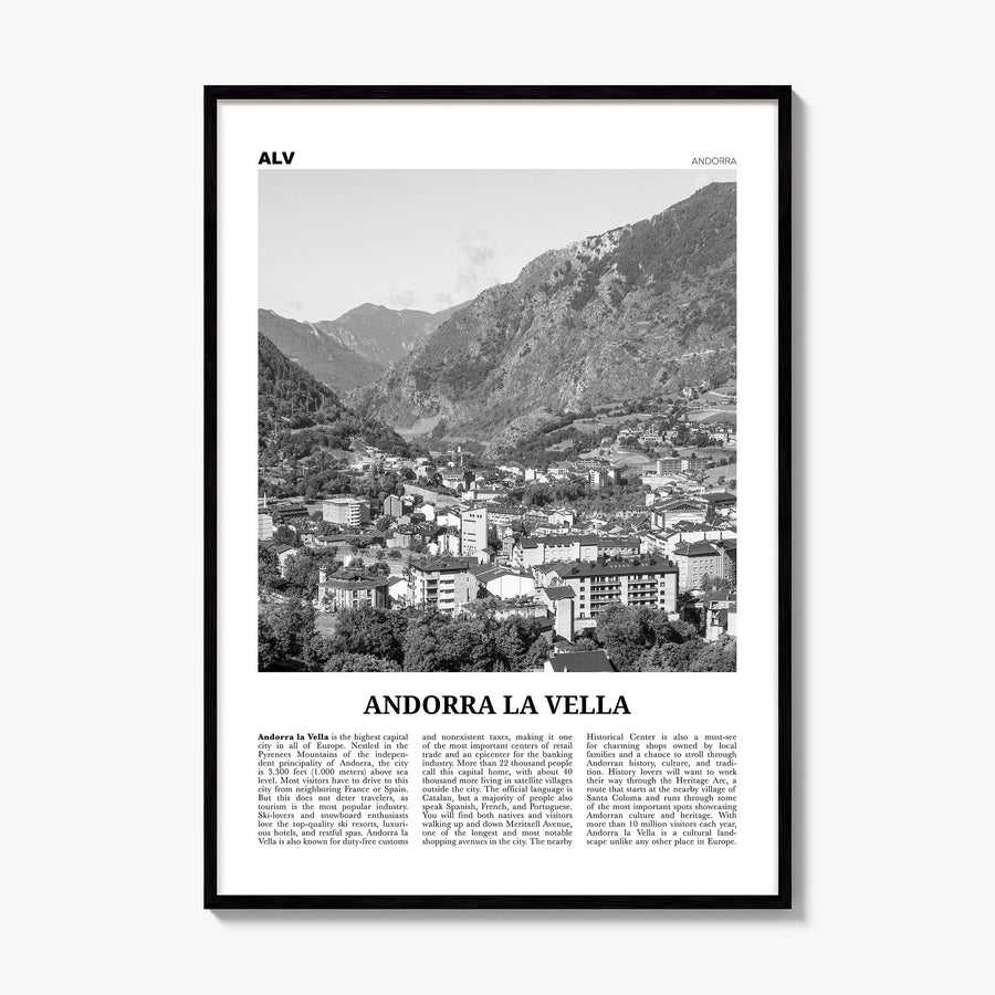 Andorra la Vella Newspaper Poster, framed poster mockup