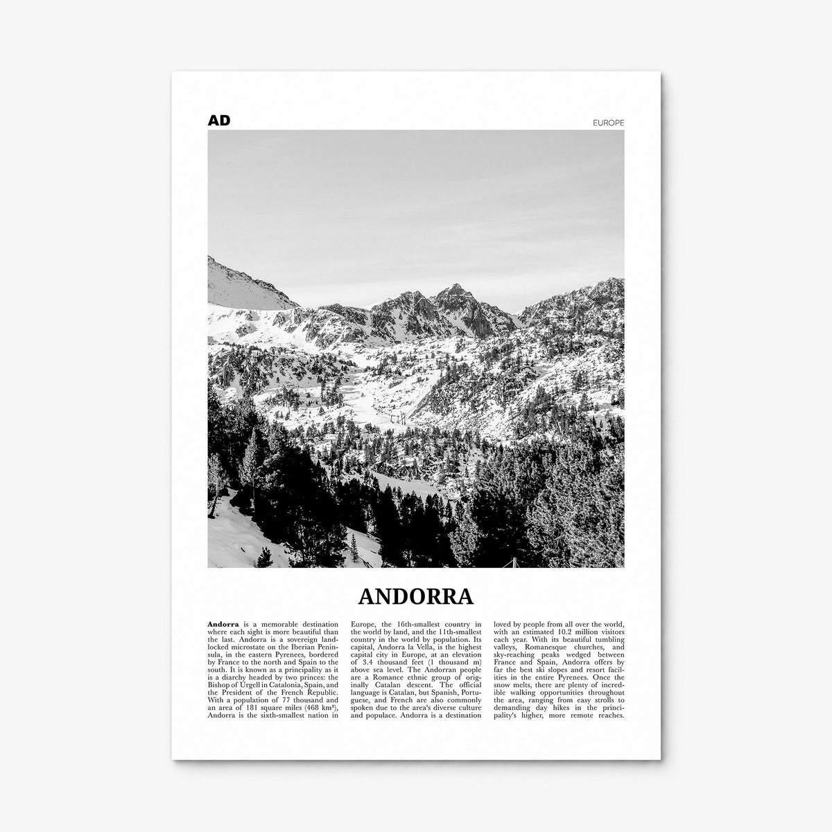 Andorra Newspaper Poster, print only (unframed)