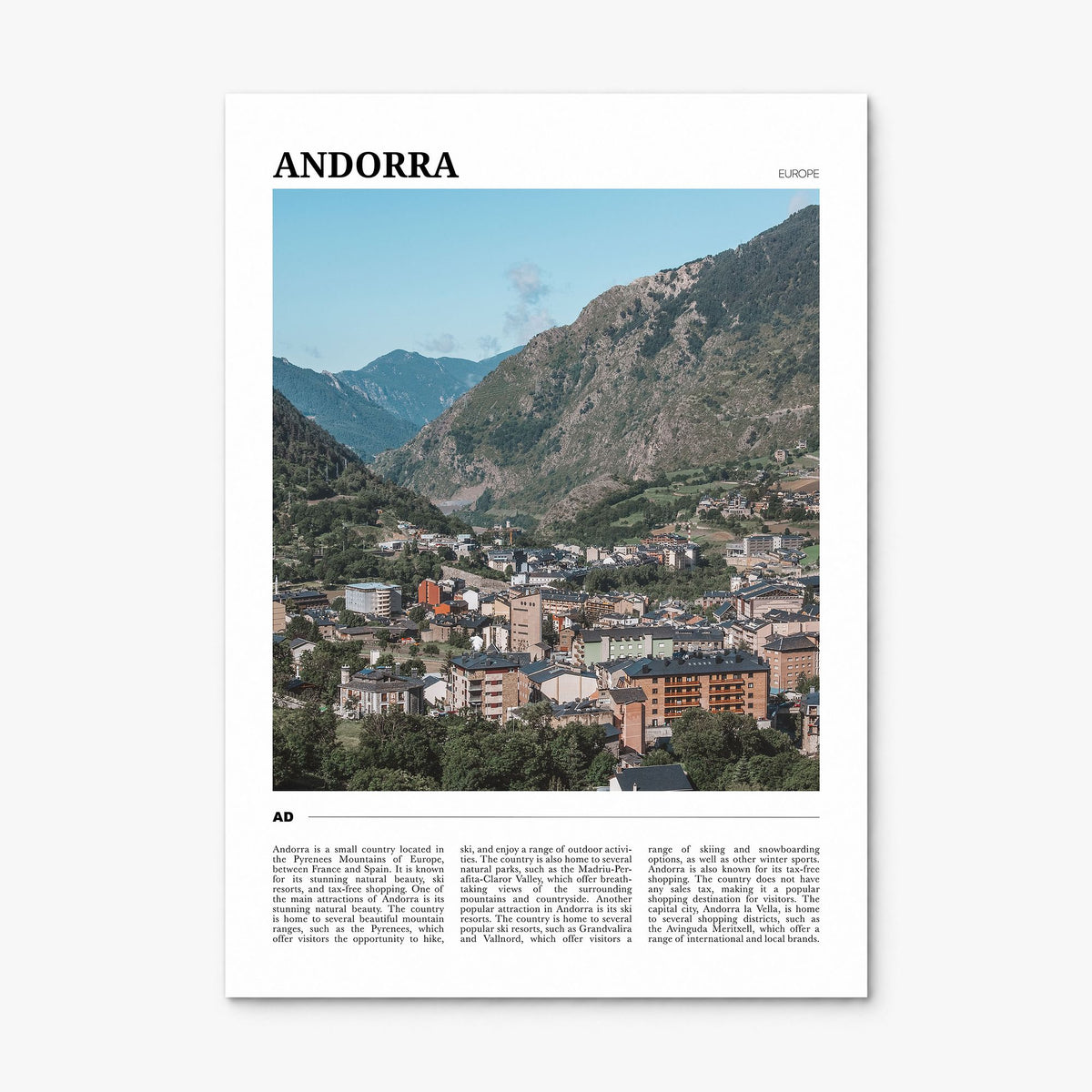 Andorra Travel Poster, print only (unframed)