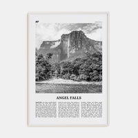 Angel Falls Poster White Wood / 8x12 in Nbourhood Travel B&W Poster