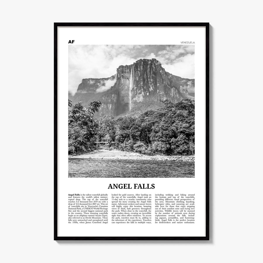 Angel Falls Newspaper Poster, framed poster mockup