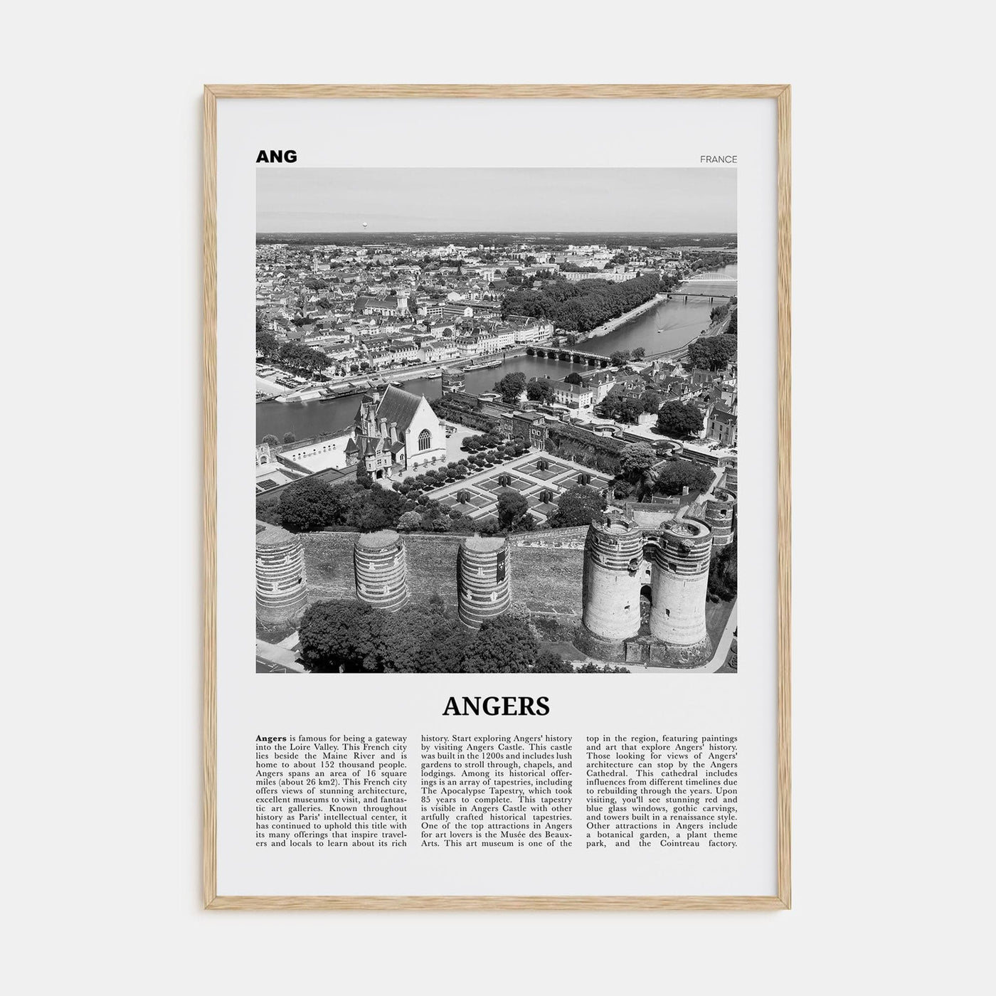 Angers Poster Natural Wood / 8x12 in Nbourhood Travel B&W Poster