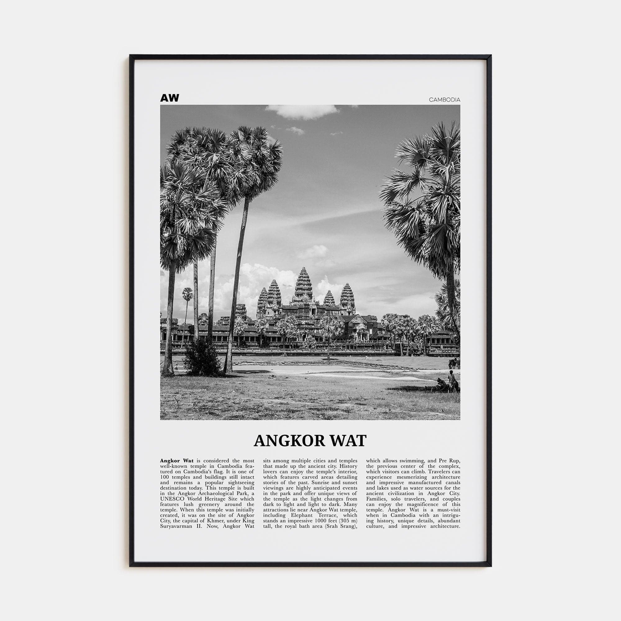 Angkor Wat Poster None / 8x12 in Nbourhood Travel B&W Poster