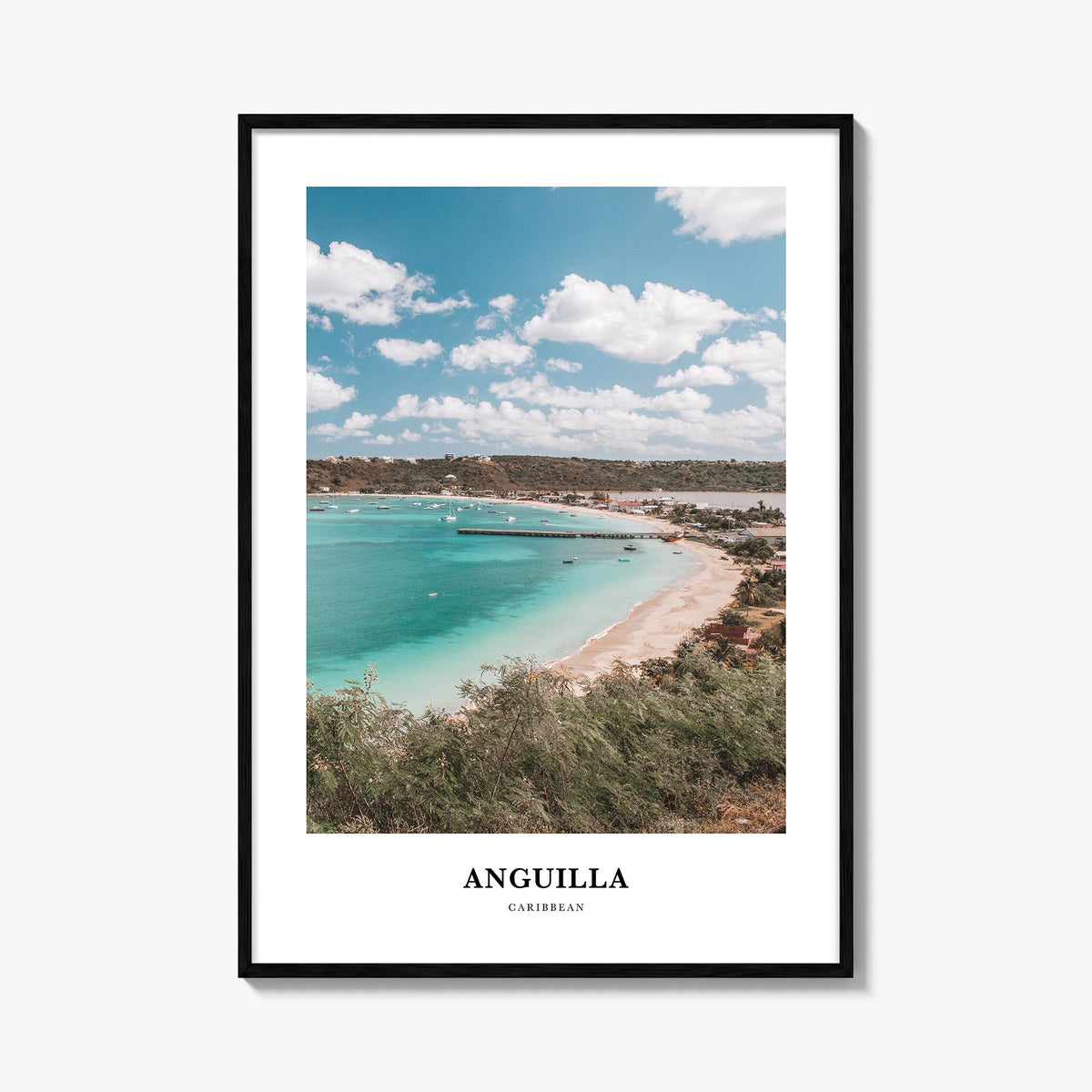 Anguilla colorful classic poster of Caribbean – vertical wall art, unframed print shown in interior mockup