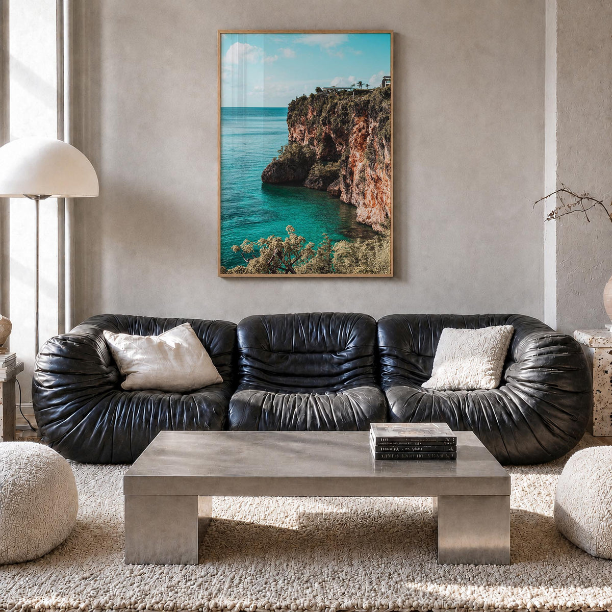 Anguilla colorful photo poster of Caribbean – vertical wall art in natural wood frame, hanging on wall