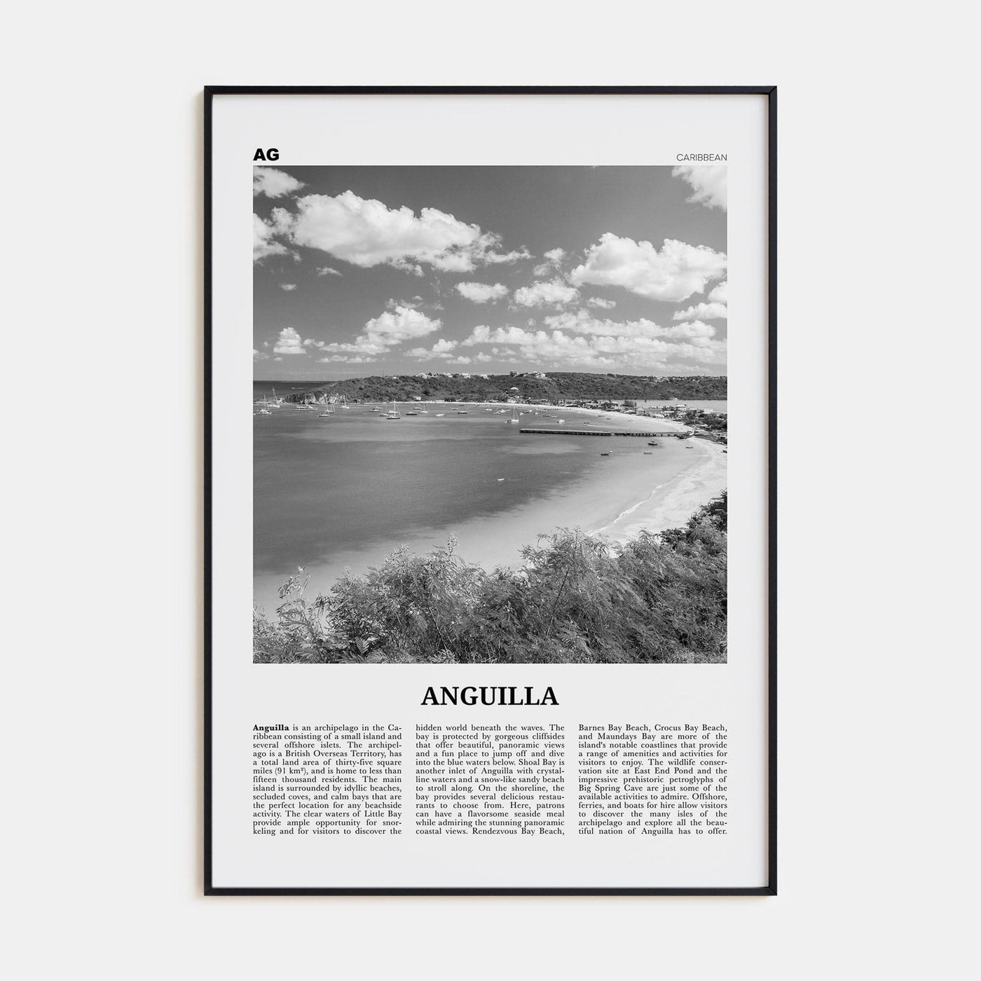 Anguilla Poster None / 8x12 in Nbourhood Travel B&W Poster