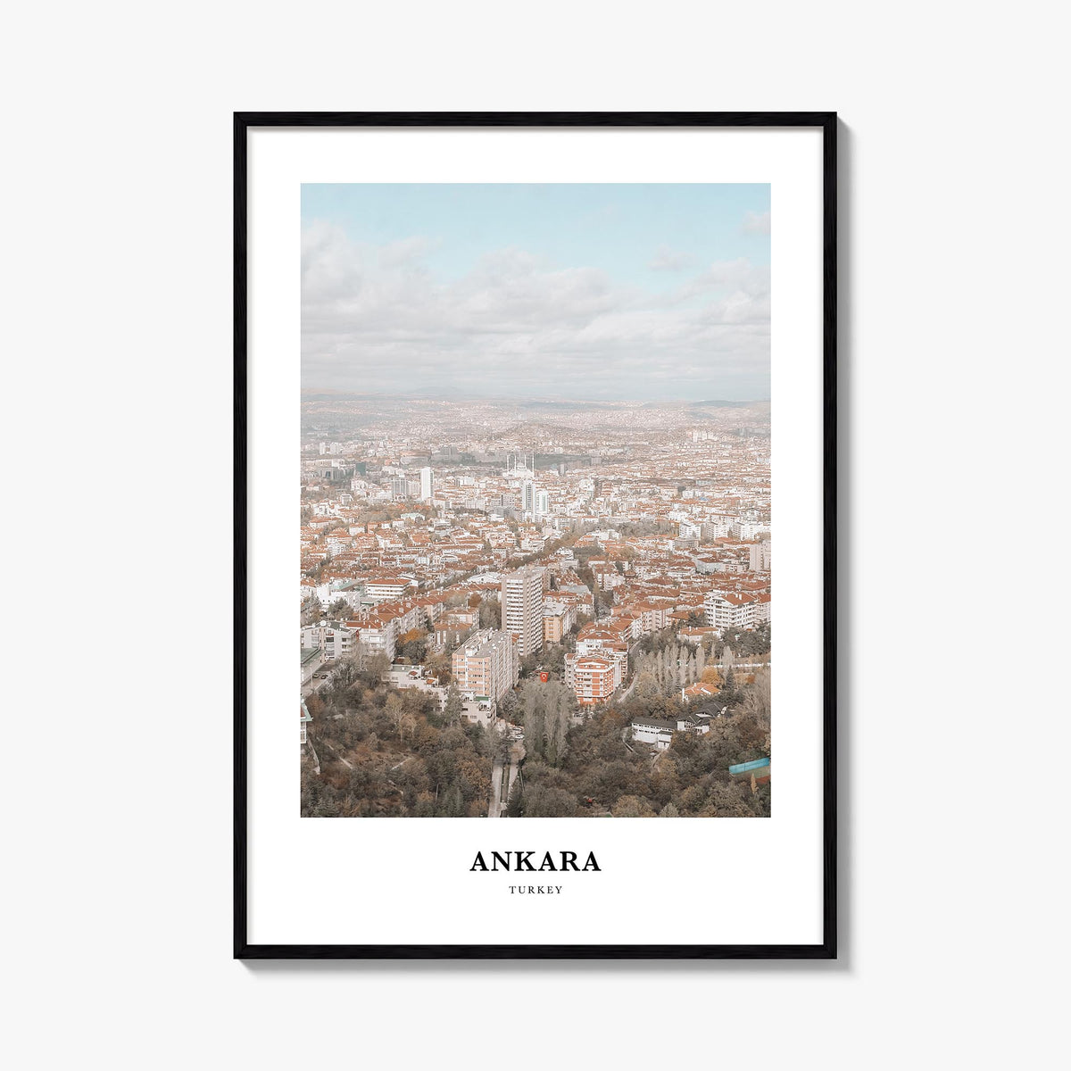 Ankara colorful classic poster of Türkiye – vertical wall art, unframed print shown in interior mockup