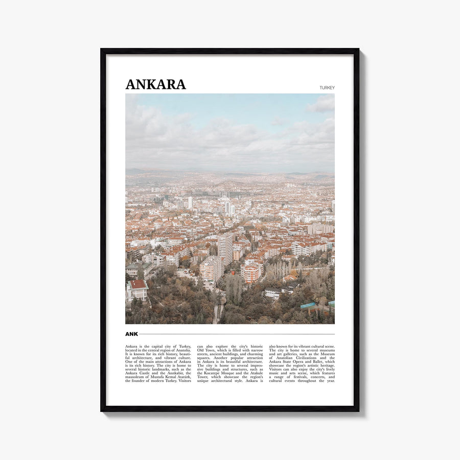 Ankara colorful travel poster of Türkiye – vertical wall art, unframed print shown in interior mockup