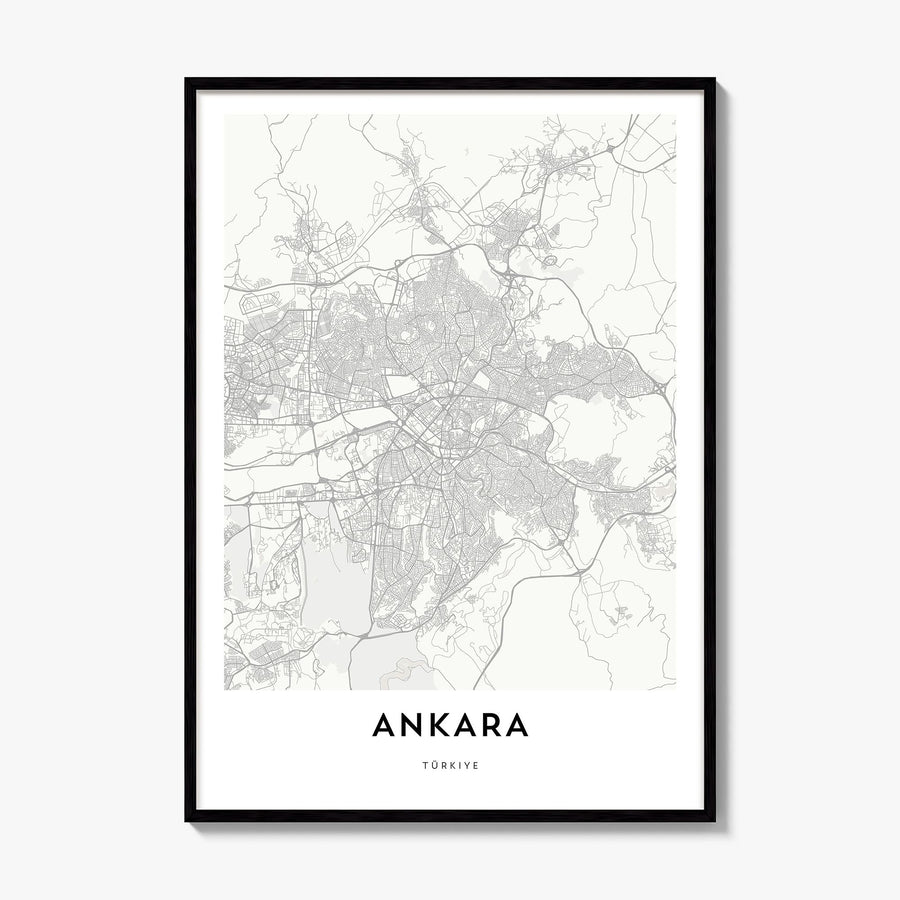 Ankara Map Poster, framed poster mockup