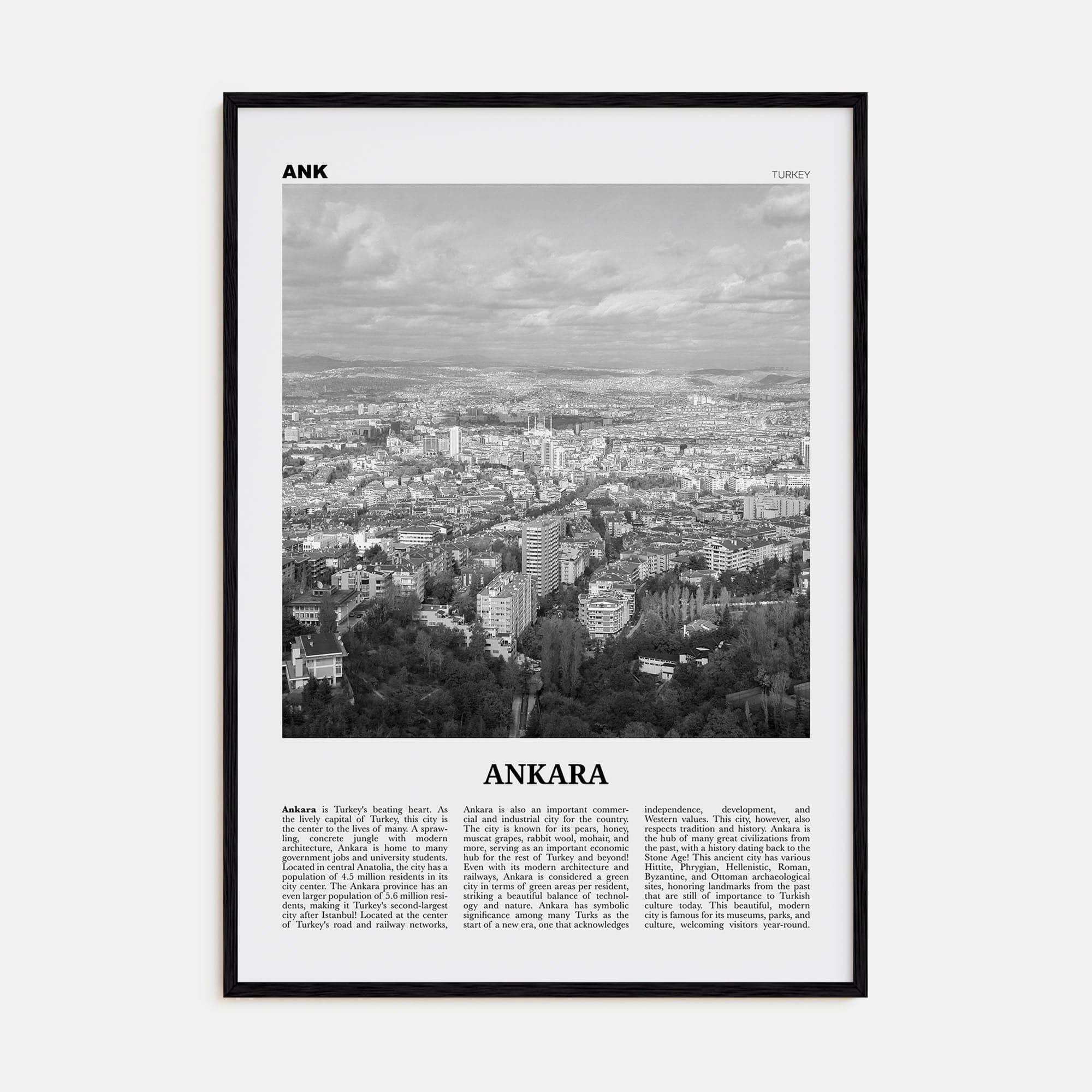 Ankara Poster Black Wood / 8x12 in Nbourhood Travel B&W Poster