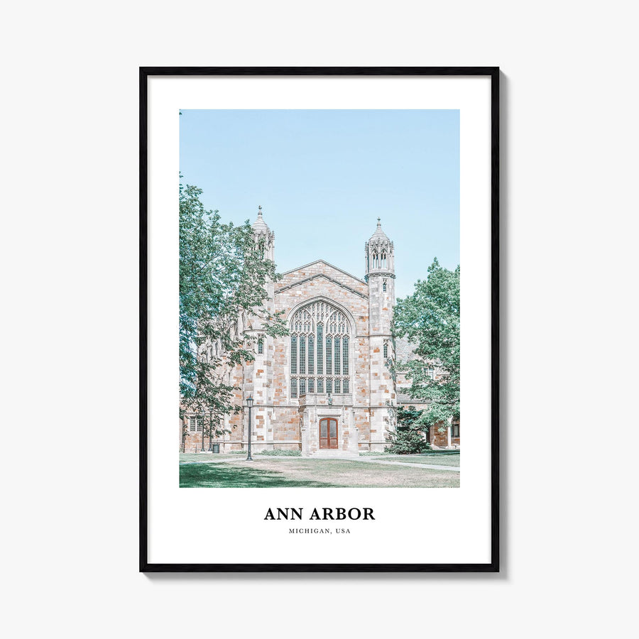 Ann Arbor colorful classic poster of Michigan, USA – vertical wall art, unframed print shown in interior mockup