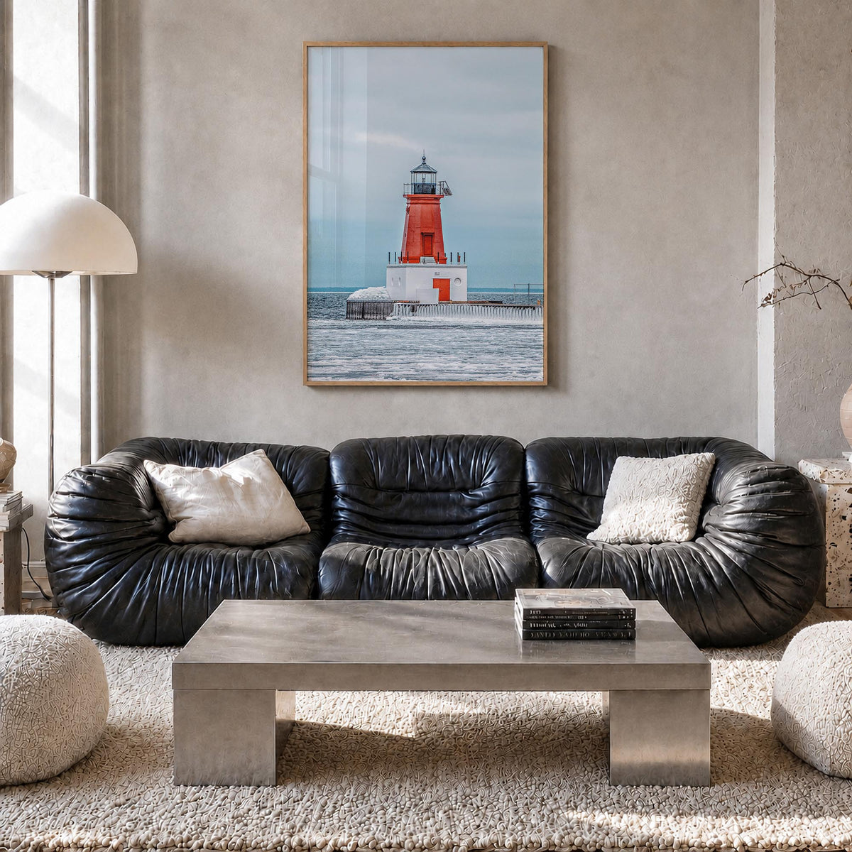 Ann Arbor colorful photo poster of Michigan, USA – vertical wall art in natural wood frame, hanging on wall