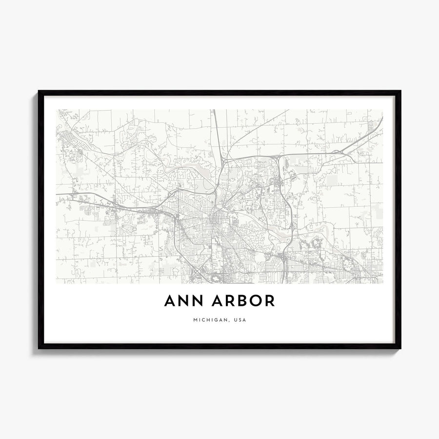 Ann Arbor Map Poster, framed poster mockup