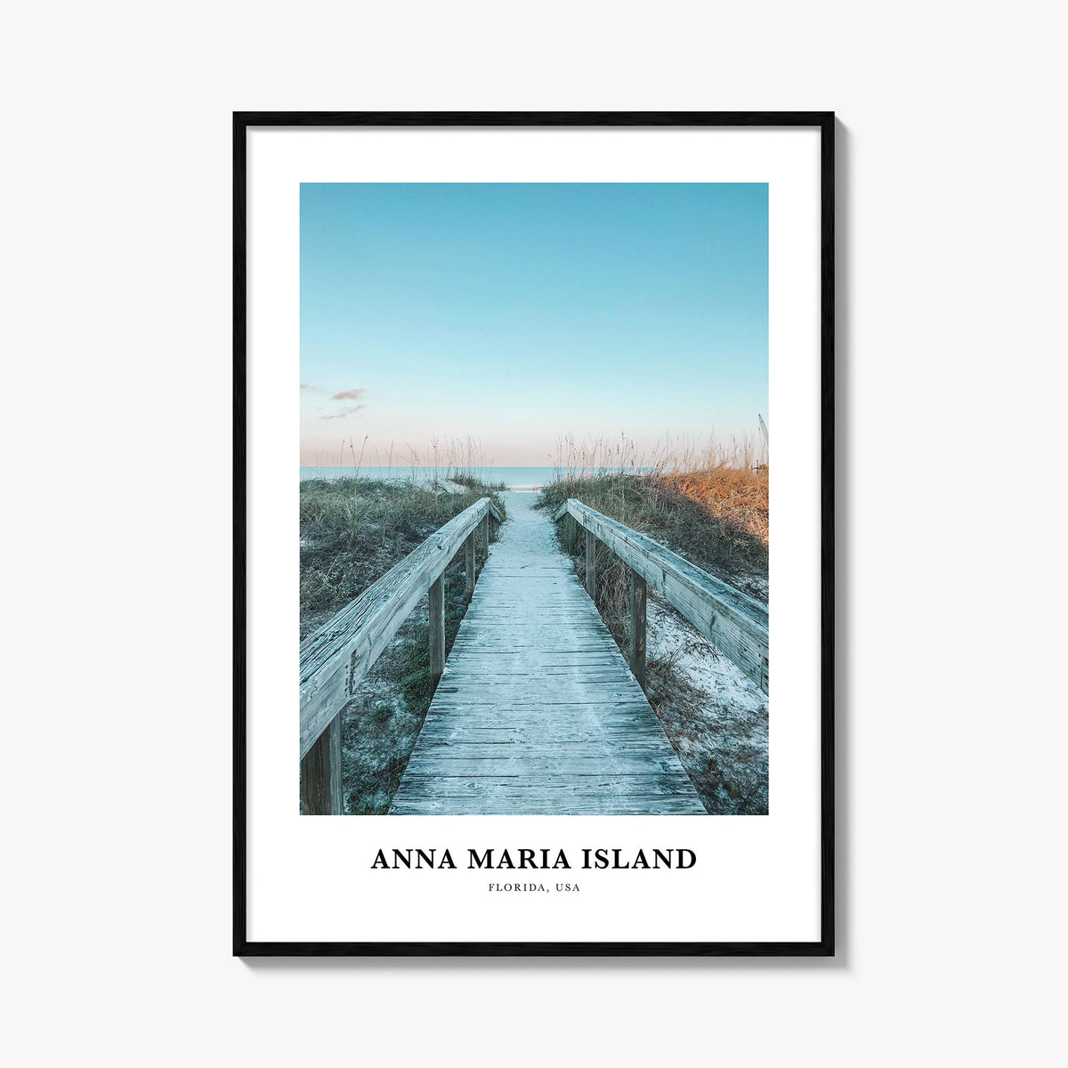 Anna Maria Island colorful classic poster of Florida, USA – vertical wall art, unframed print shown in interior mockup