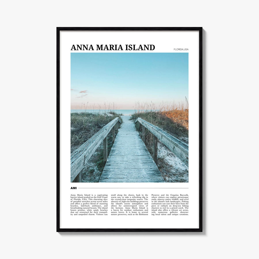 Anna Maria Island colorful travel poster of Florida, USA – vertical wall art, unframed print shown in interior mockup