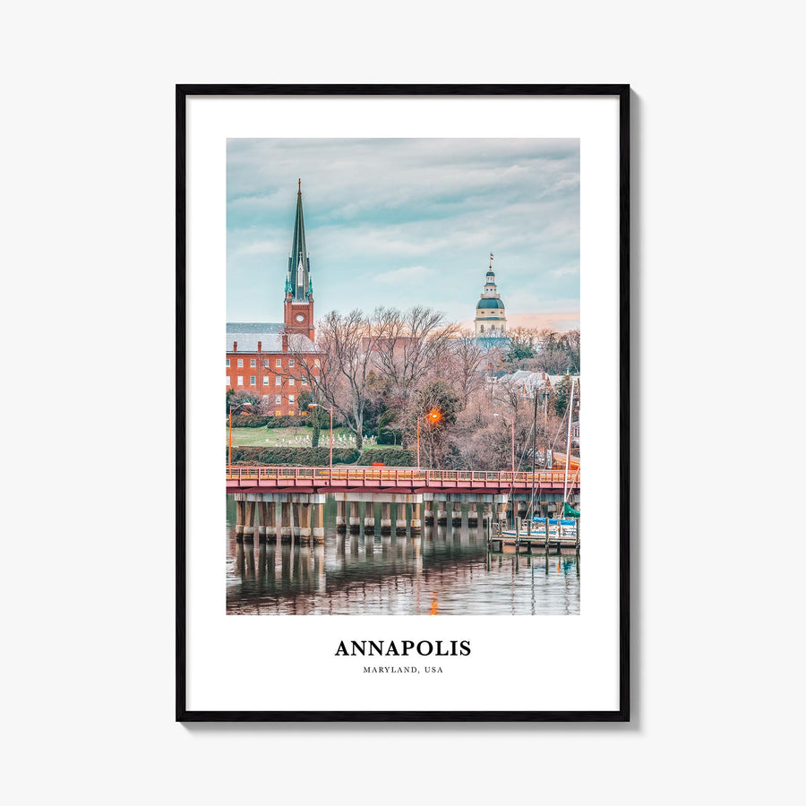 Annapolis colorful classic poster of Maryland, USA – vertical wall art, unframed print shown in interior mockup