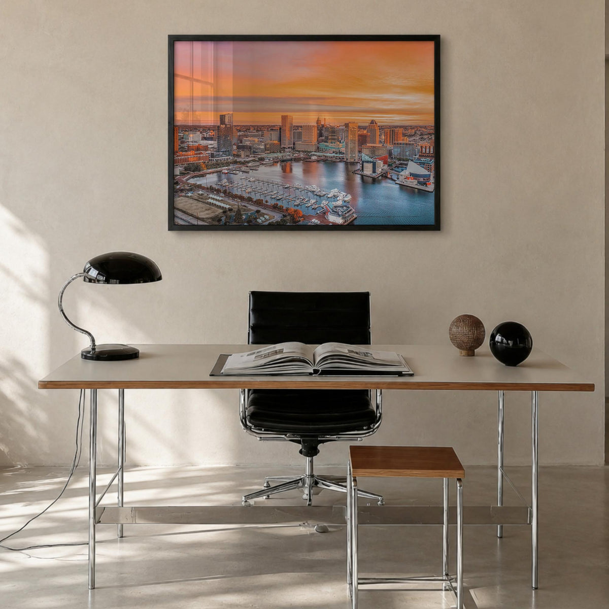 Annapolis colorful photo poster of Maryland, USA – horizontal wall art in black wood frame, hanging on wall