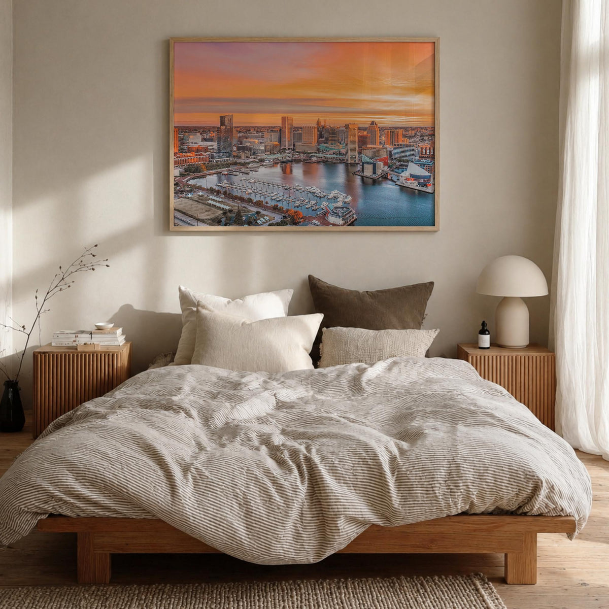 Annapolis colorful photo poster of Maryland, USA – horizontal wall art in natural wood frame, hanging on wall