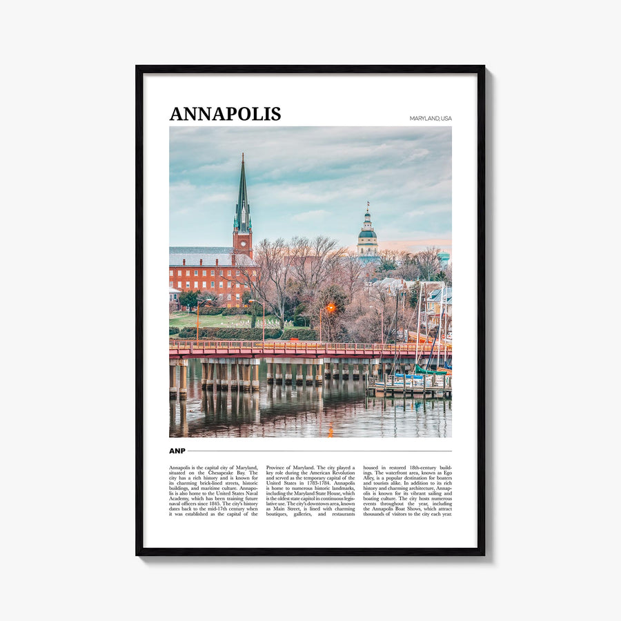 Annapolis colorful travel poster of Maryland, USA – vertical wall art, unframed print shown in interior mockup