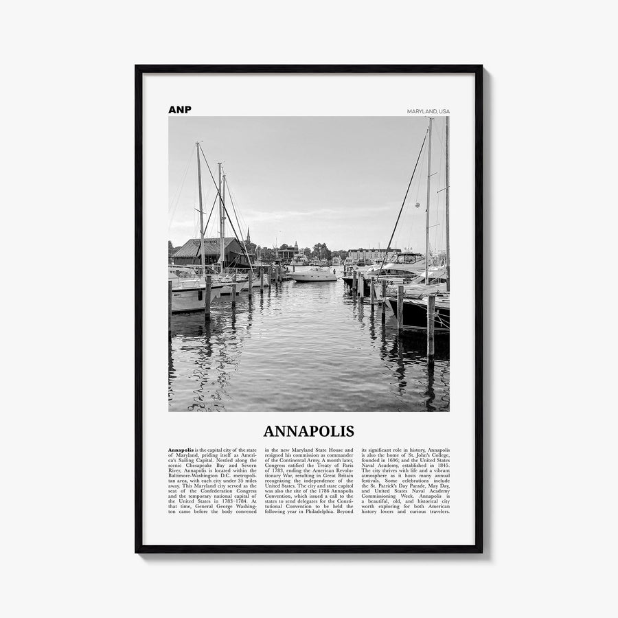 Annapolis no. 1 black & white newspaper poster of Maryland, USA – vertical wall art, unframed print shown in interior mockup
