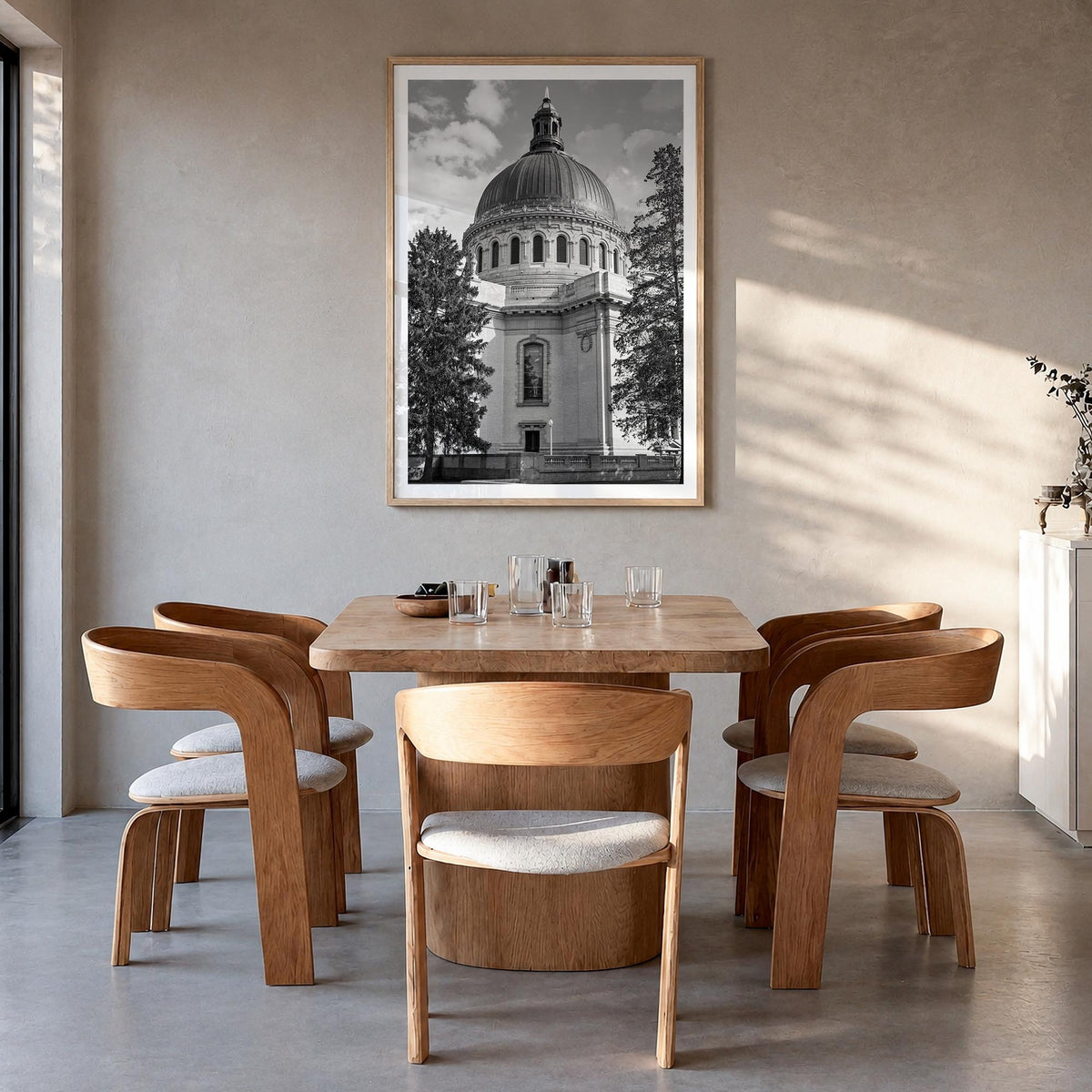 Annapolis no. 2 black & white photo poster of Maryland, USA – vertical wall art in natural wood frame with white border, hang