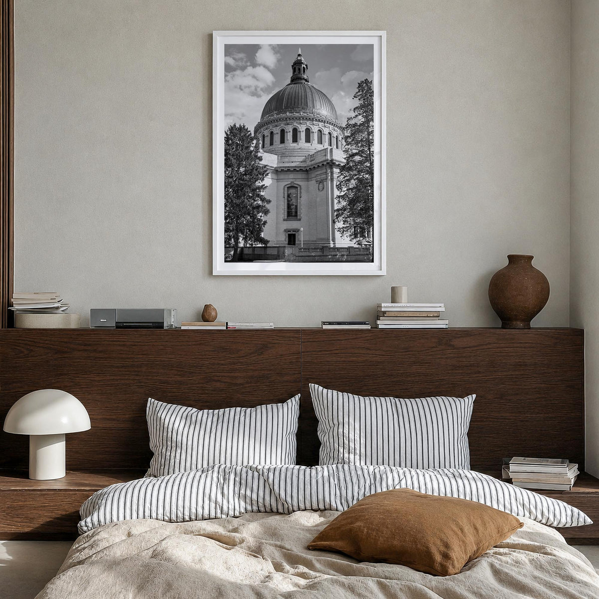 Annapolis no. 2 black & white photo poster of Maryland, USA – vertical wall art in white wood frame with white border, hangin