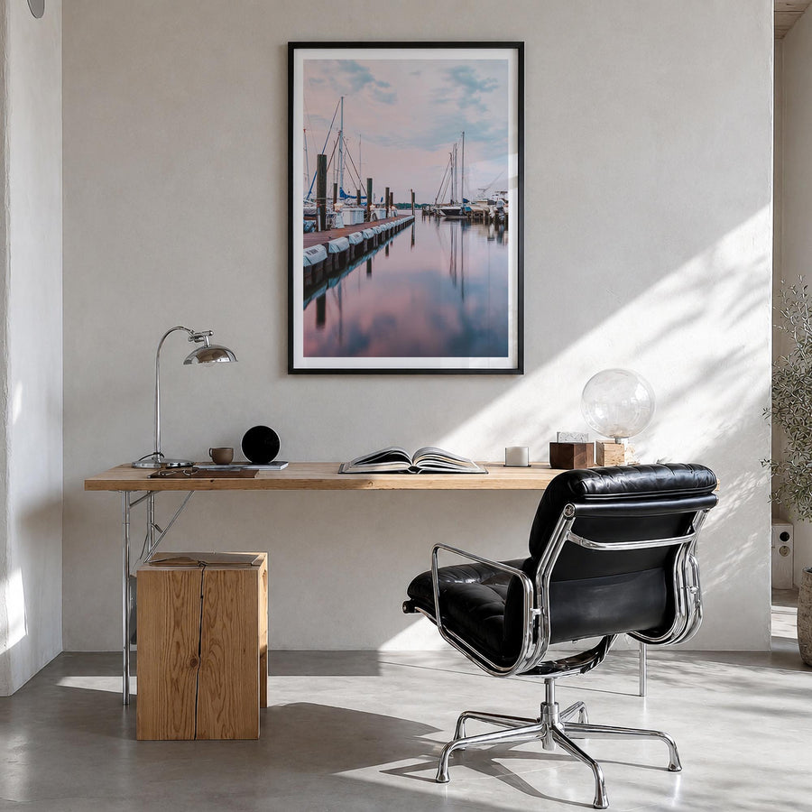 Annapolis no. 2 colorful photo poster of Maryland, USA – vertical wall art in black wood frame with white border, hanging on 