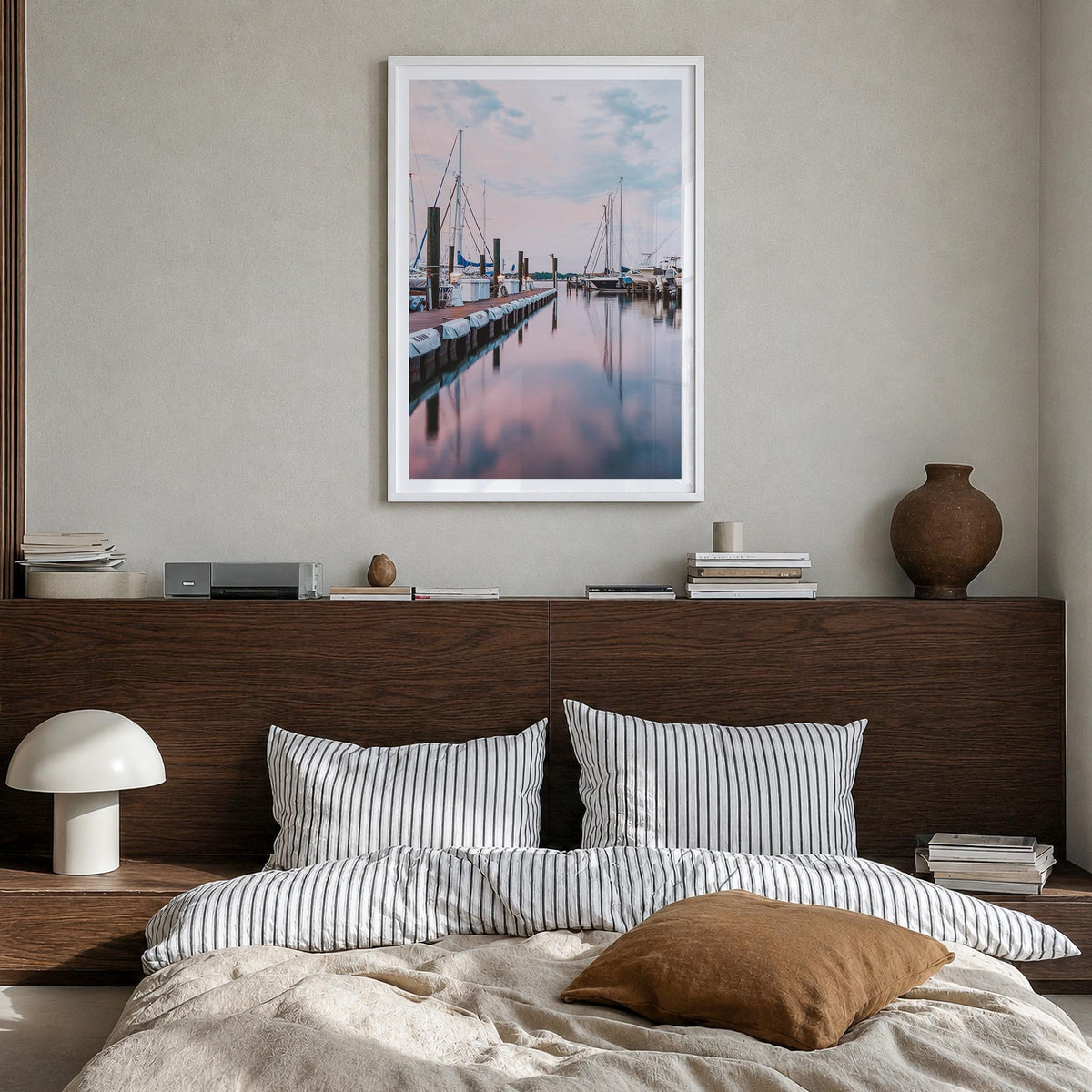 Annapolis no. 2 colorful photo poster of Maryland, USA – vertical wall art in white wood frame with white border, hanging on 